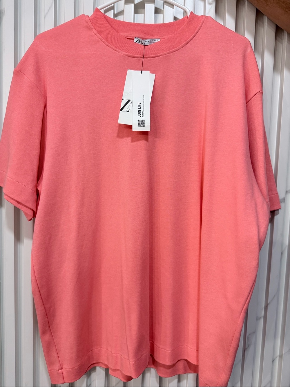 Zara Coral Pink Crewneck Tee